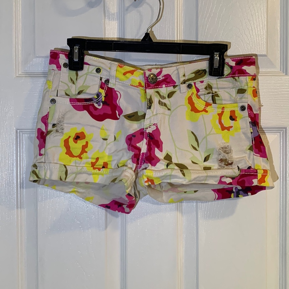 Floral jean shorts